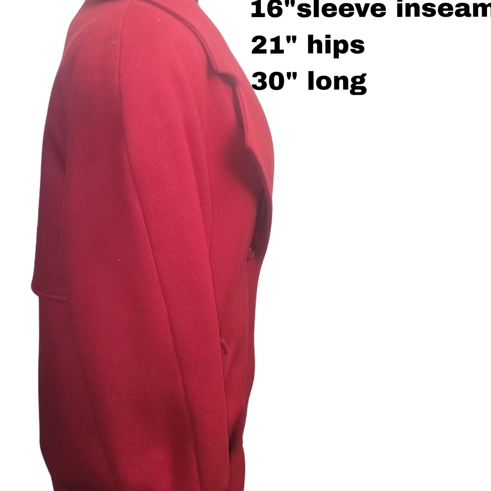 Marks and Spencer Vintage 90's Red 100% Virgin Wool Mid-length Coat Size 10 - Picture 4 of 9